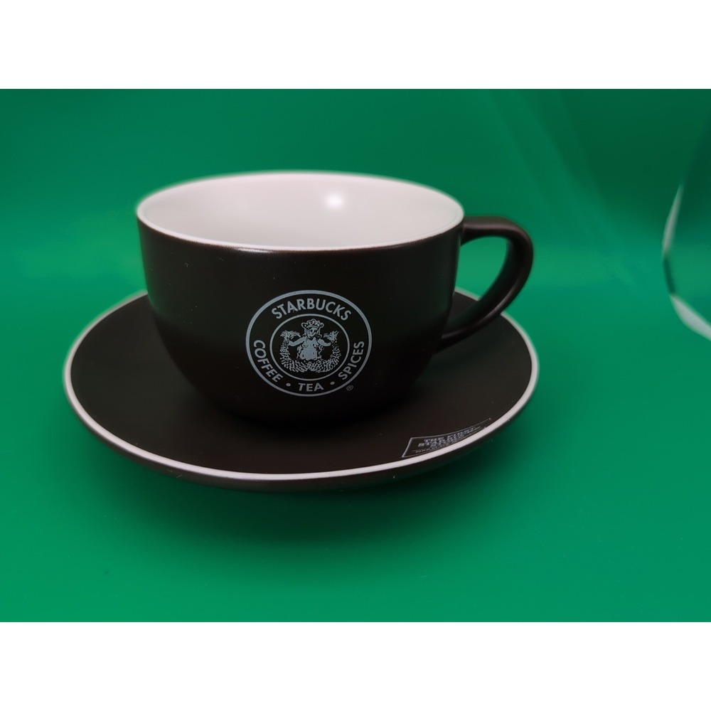 2008 Dark Brown Cup & saucer Set First Starbucks Store Pike Place Market coffee